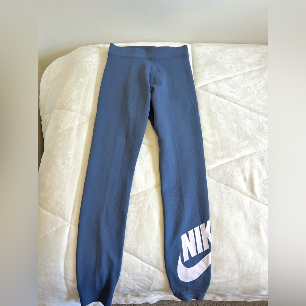 nike blue logo leggings
